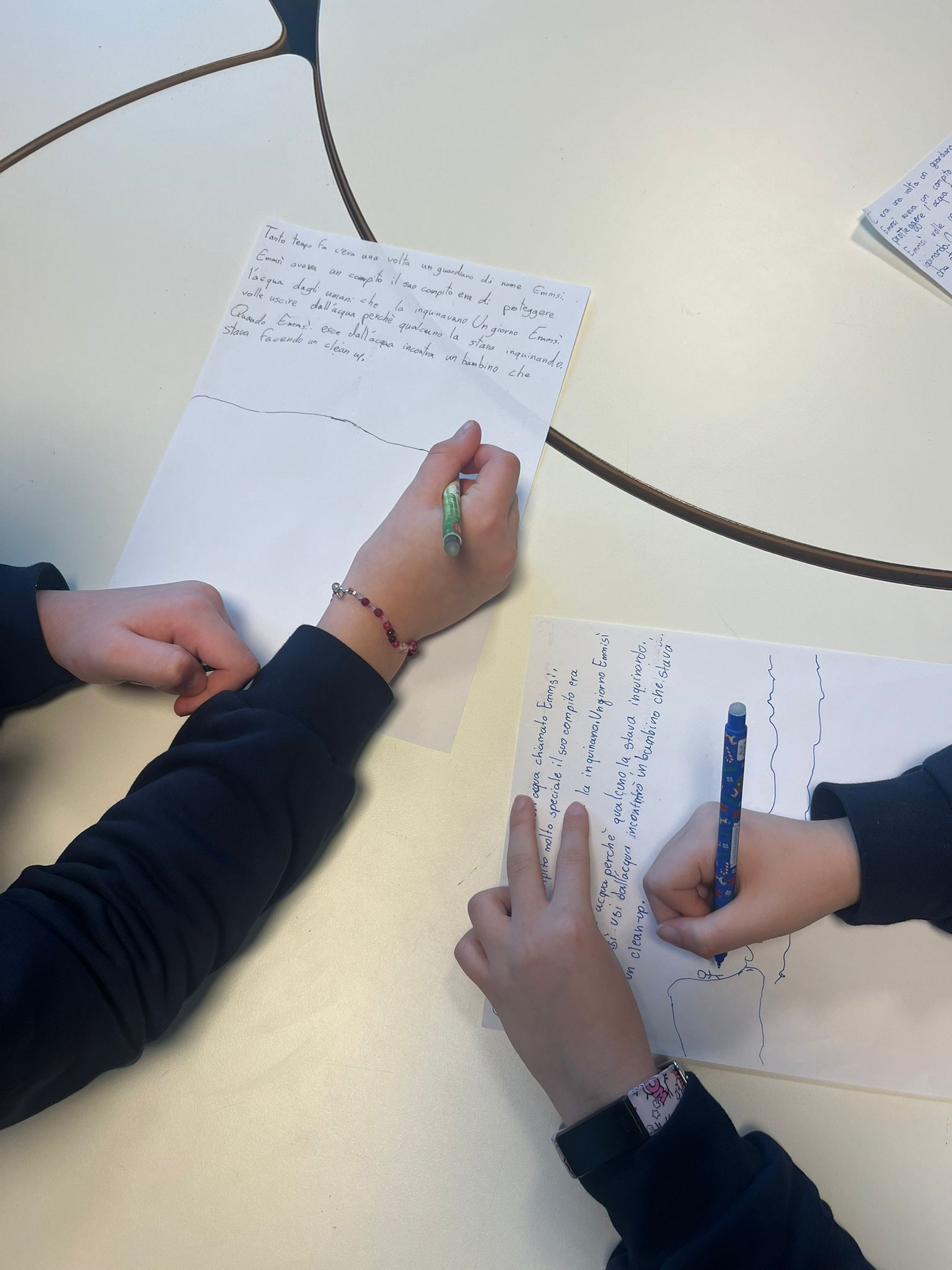 Esercizi di scrittura guidata durante il laboratorio