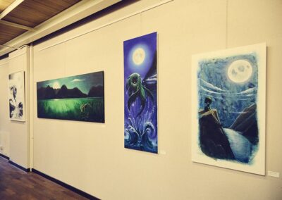 Opere di Emmsì alla mostra Il Guardiano delle Acque, FrancoAngeli Academy Milano Bicocca